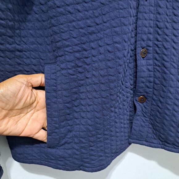 Peter Millar Navy Quad Quilted Knit Minimalist Preppy Button Down Jacket Large - Picture 9 of 16